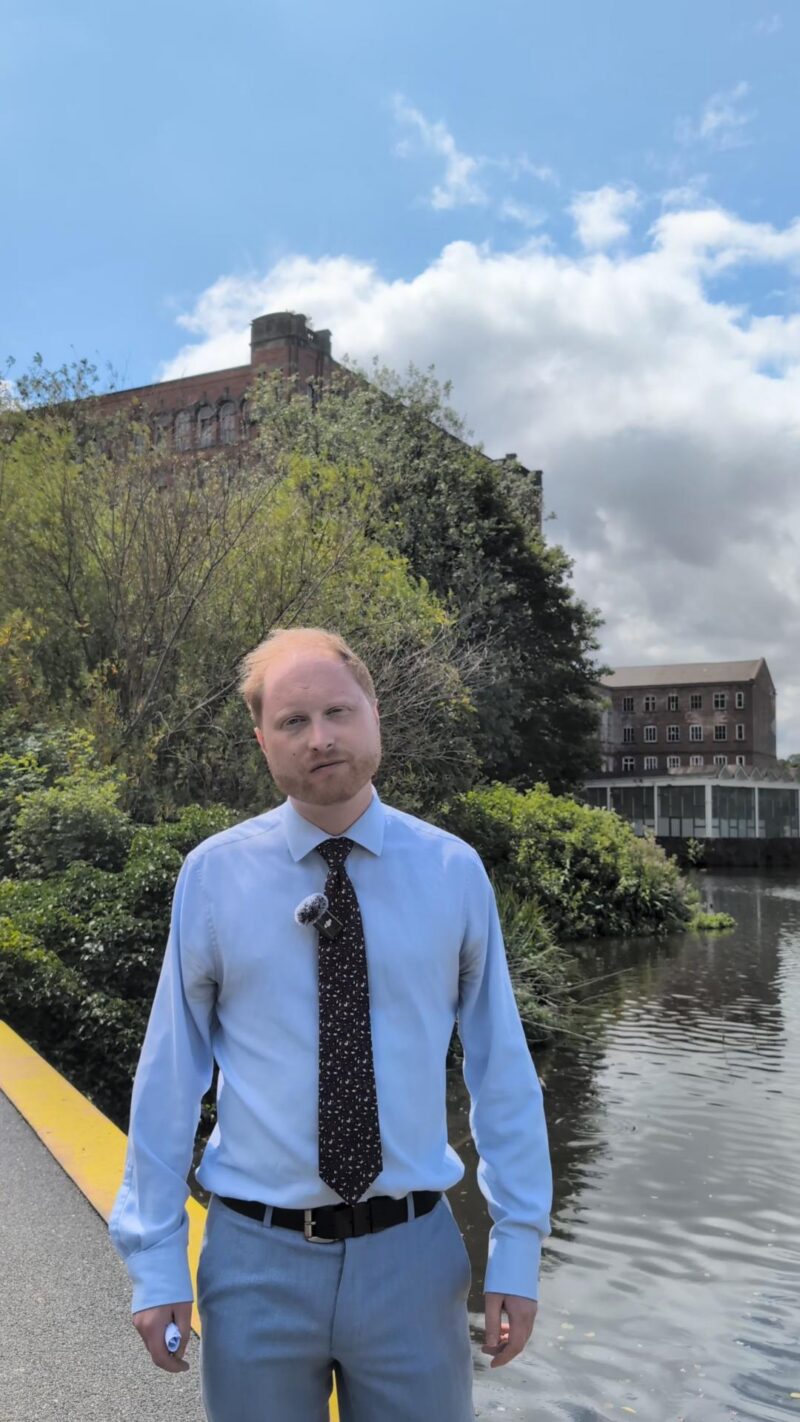 Jonathan Davies MP outside the Belper Mills.