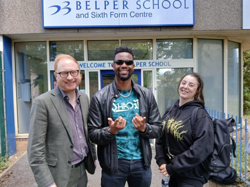 L-R: Jonathan Davies MP, Shao Dow, and Courtney Wallace.