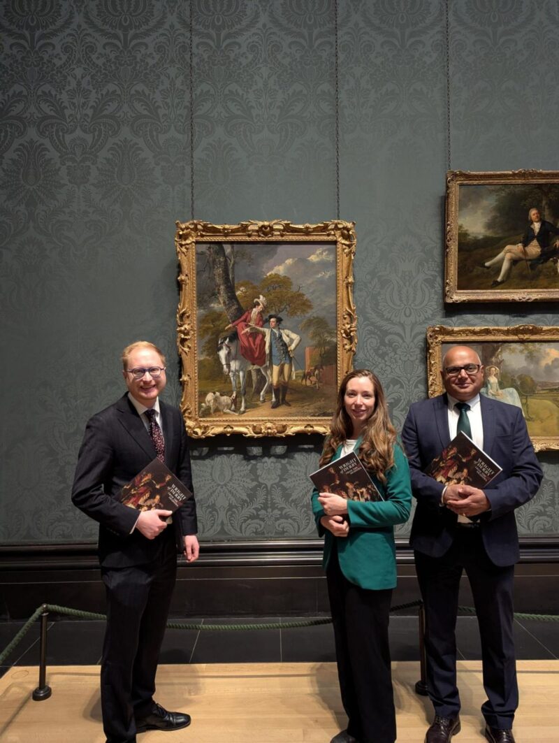 Jonathan Davies MP, Catherine Atkinson MP, and Baggy Shanker MP at the National Gallery to see the Joseph Wright gallery.