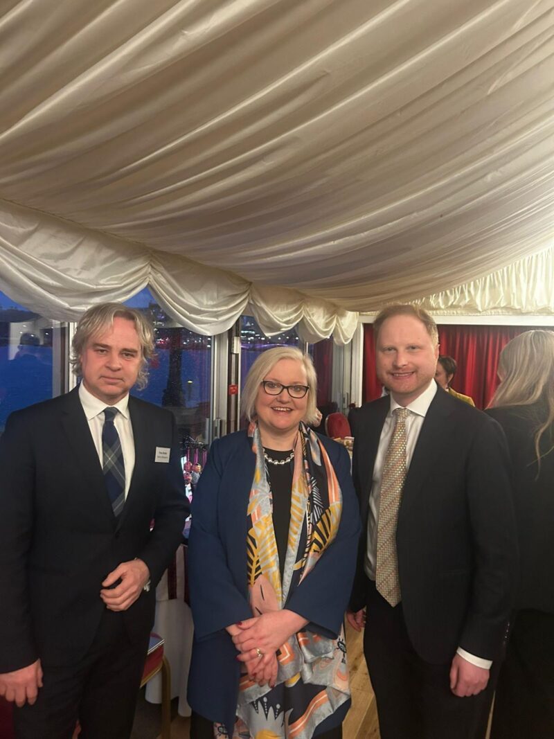 Tony Butler (Derby Museums), Baroness Twycross (Heritage Minister), and Jonathan Davies MP