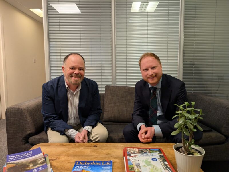 Richard Wood, Chair of Derbyshire Historic Building Trust, and Jonathan Davies MP.