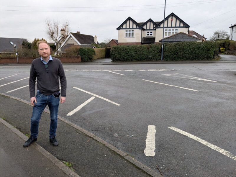 Jonathan Davies MP on junction at Kedleston Road and Allestree Lane.
