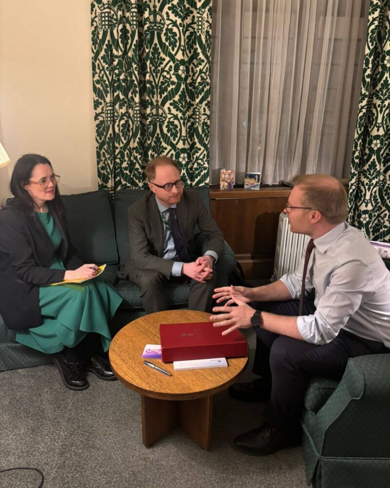Jonathan Davies MP and Linsey Farnsworth with Michael Shanks MP.