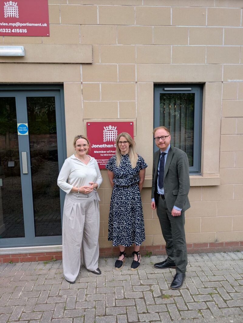 Jonathan Davies MP alongside Dr Louise Clarke and Hayley Cott from Derby and Derbyshire Local Medical Committee.