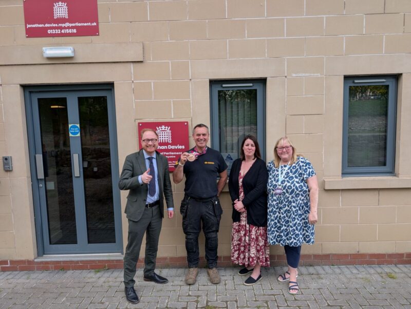 Jonathan Davies MP, Rich Platts, and staff from Derbyshire Carers Association